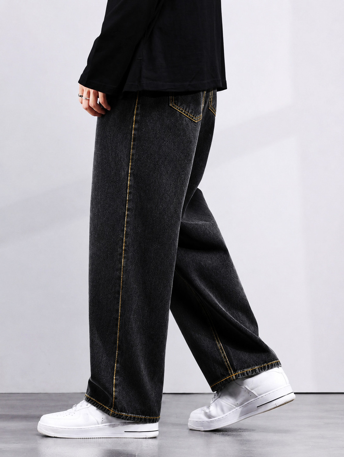 Image of DENIM LOOK Loose Fit Men Dark Grey Jeans