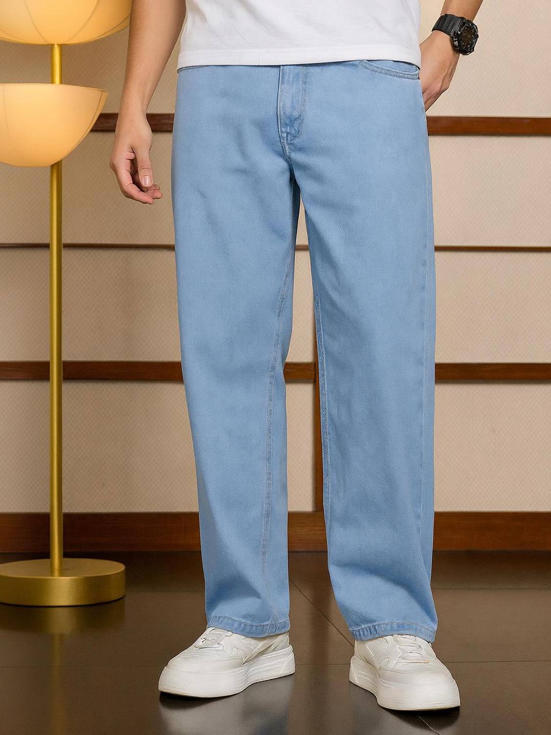 LEVORCE Loose Fit Men Light Blue Jeans - Image 1