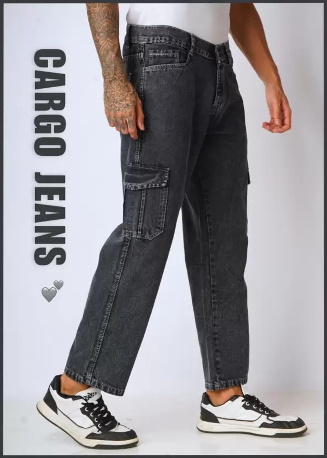 Image of Playfeel Straight Fit Men Dark Grey Jeans