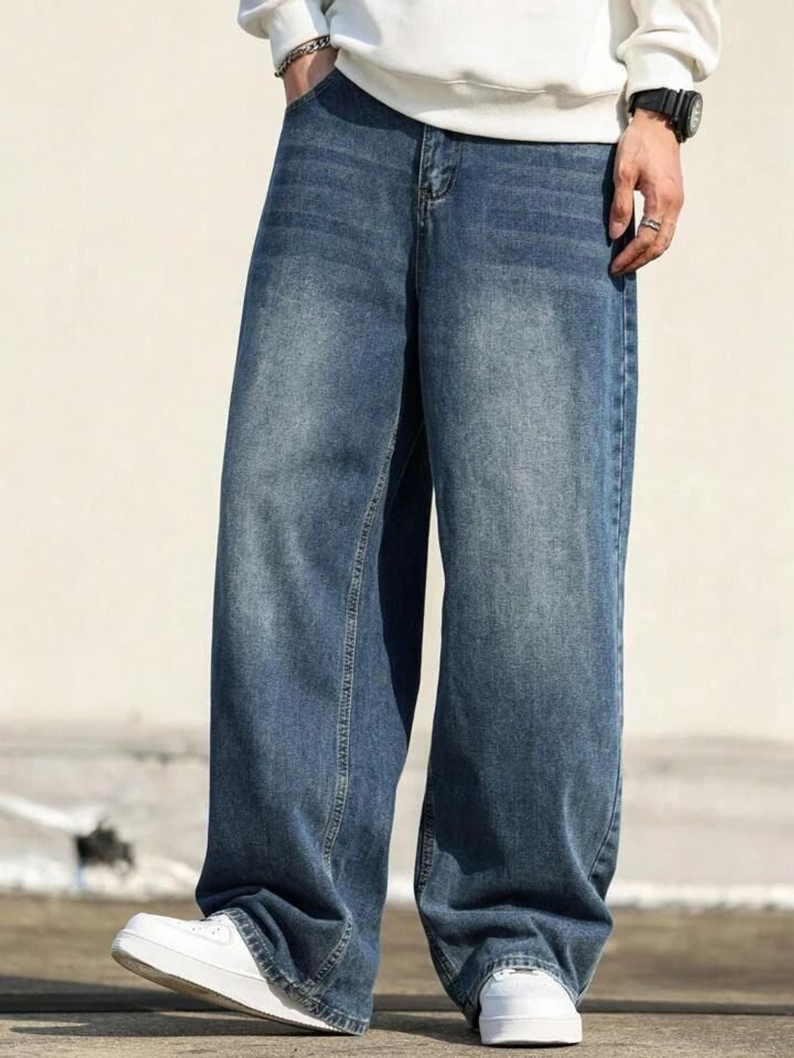 Image of STEPLE DENIMS Loose Fit Men Blue Jeans