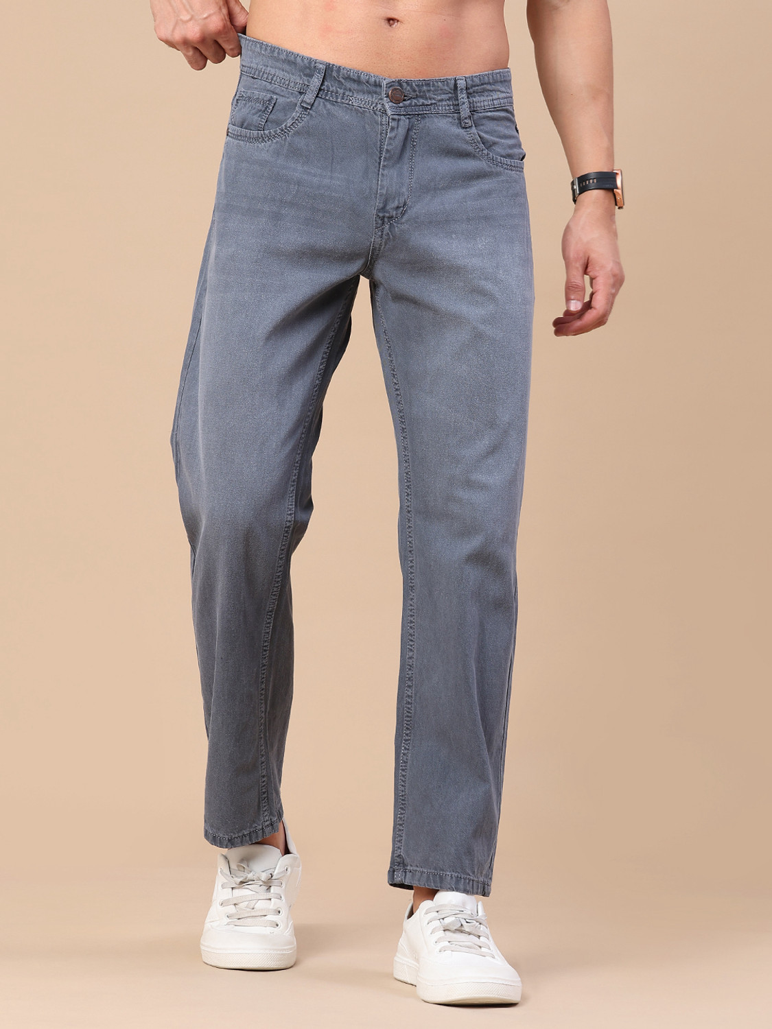 Image of V-MART Baggy Fit Men Grey Jeans