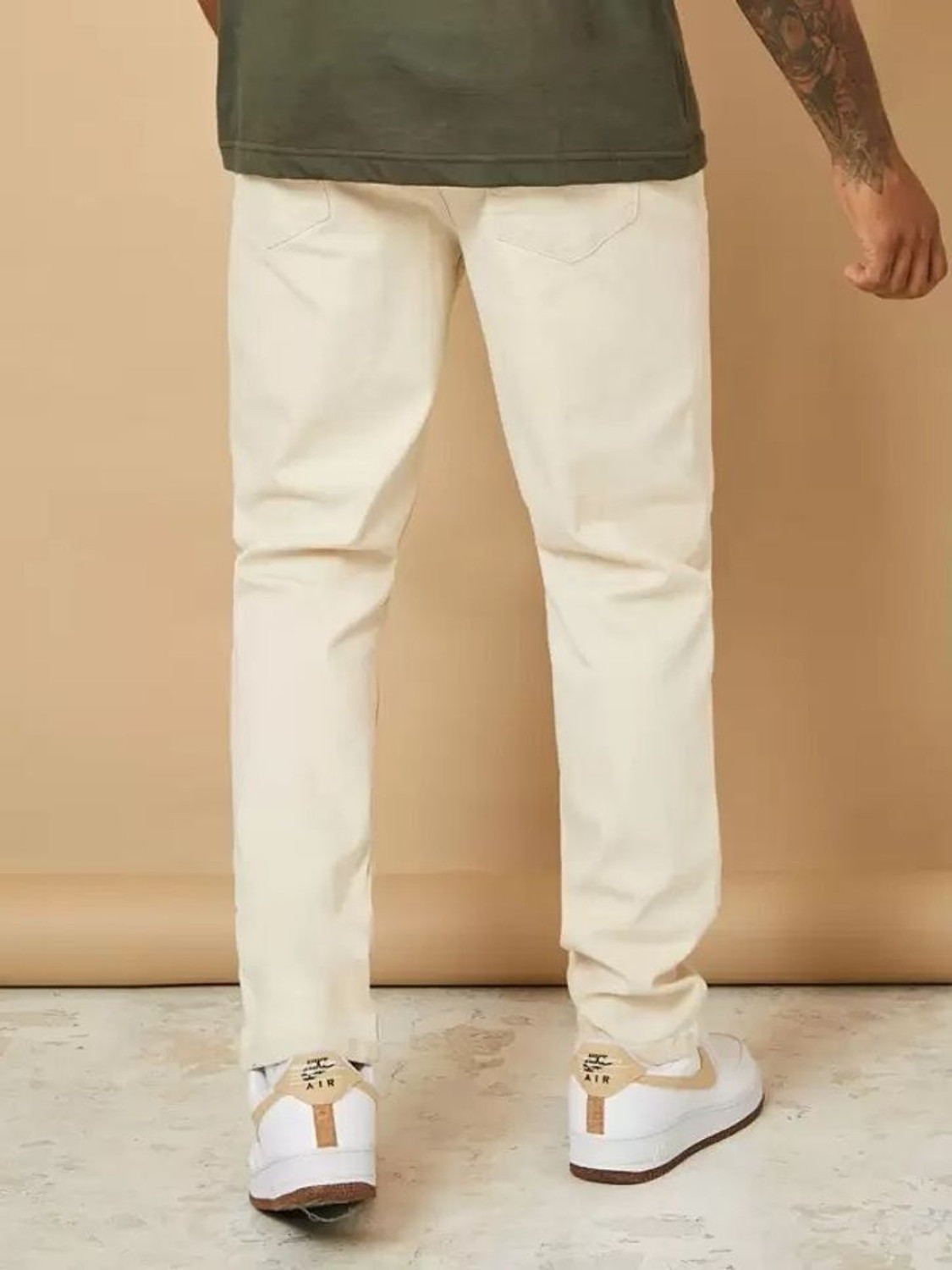 Image of PERISFASHION Relaxed Fit Men Beige Jeans