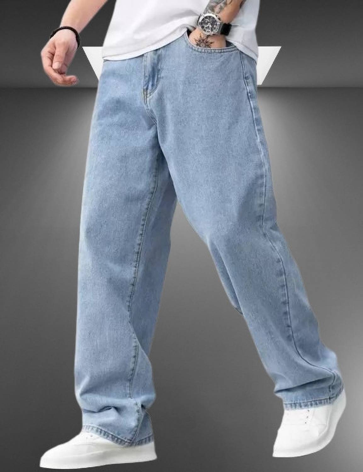 markview Loose Fit Men Light Blue Jeans - Image 5