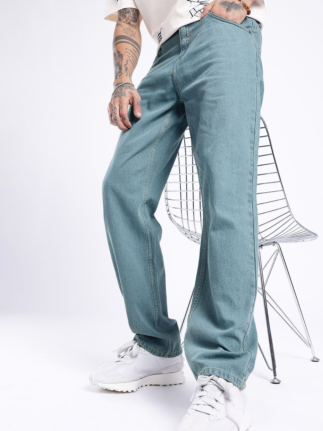 Image of Glitchez Straight Fit Men Blue Jeans