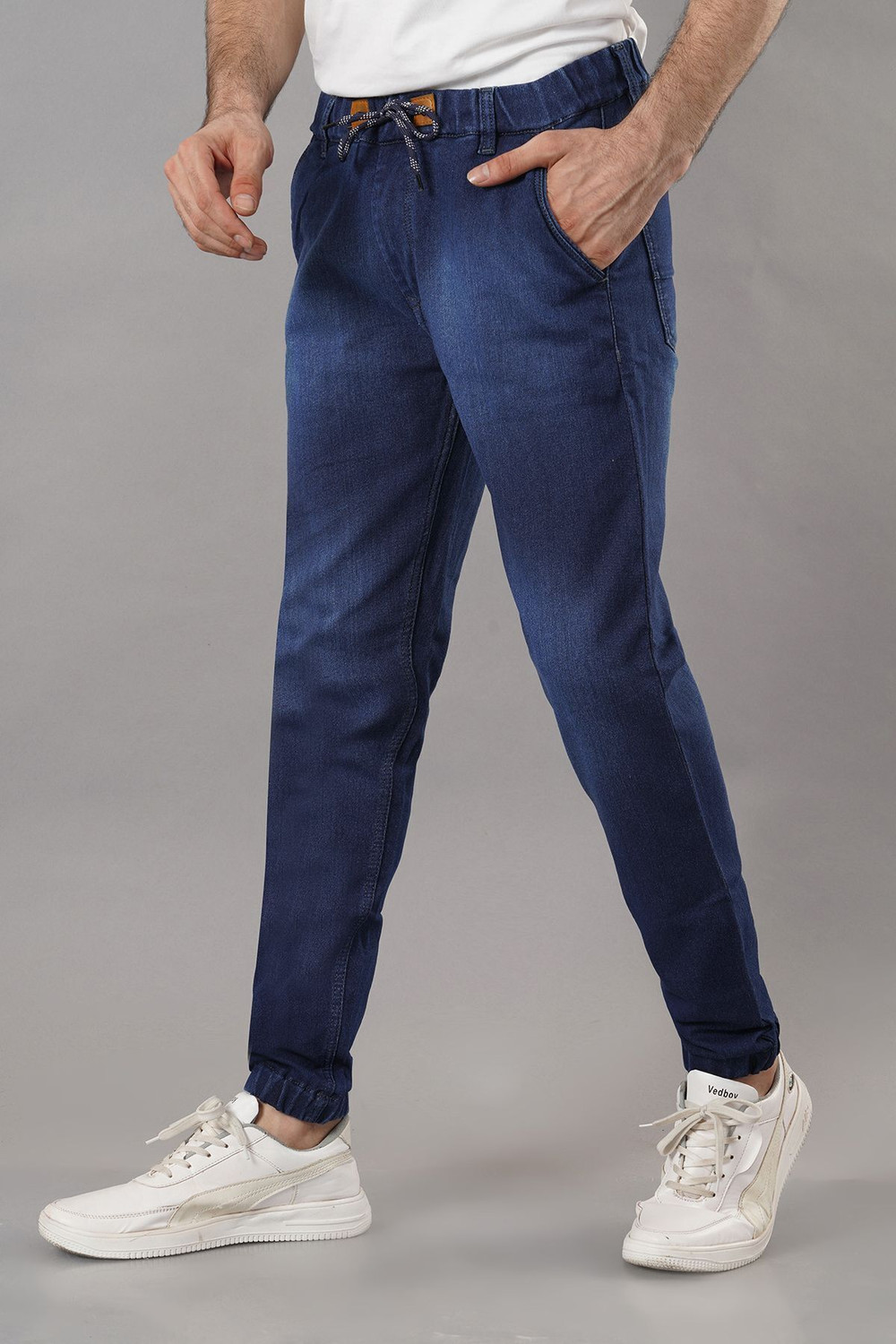 Image of NIVASU Jogger Fit Men Dark Blue Jeans