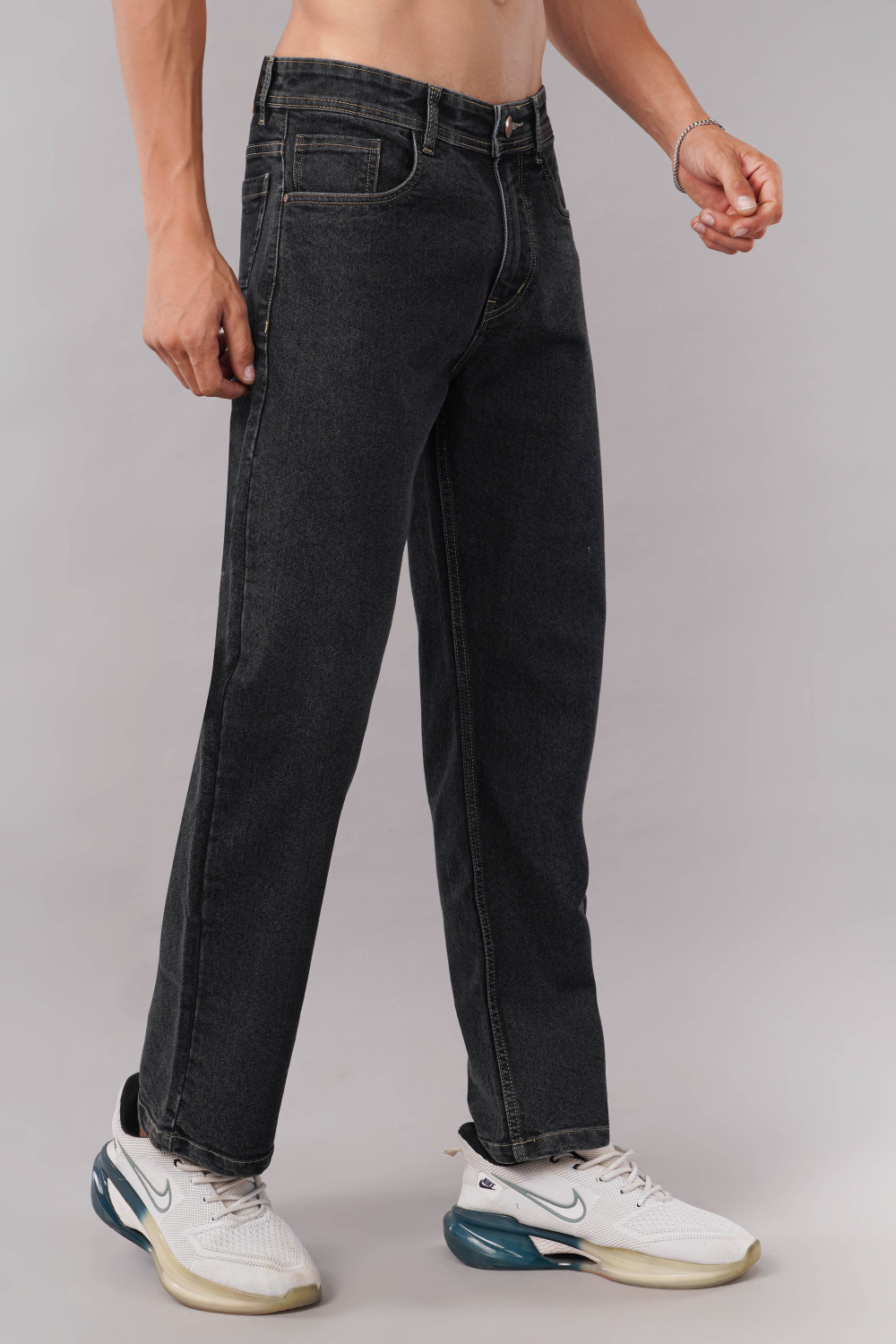 Image of NIVASU Straight Fit Men Dark Grey Jeans