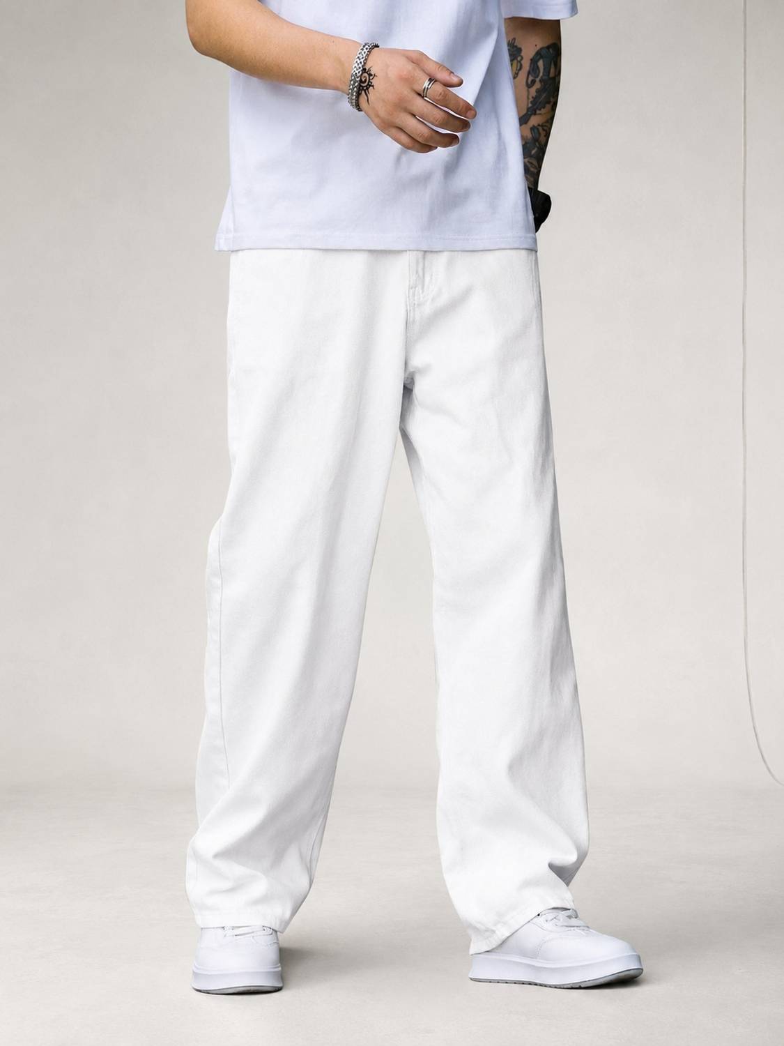 STARVIELLE Relaxed Fit Men White Jeans - Image 4