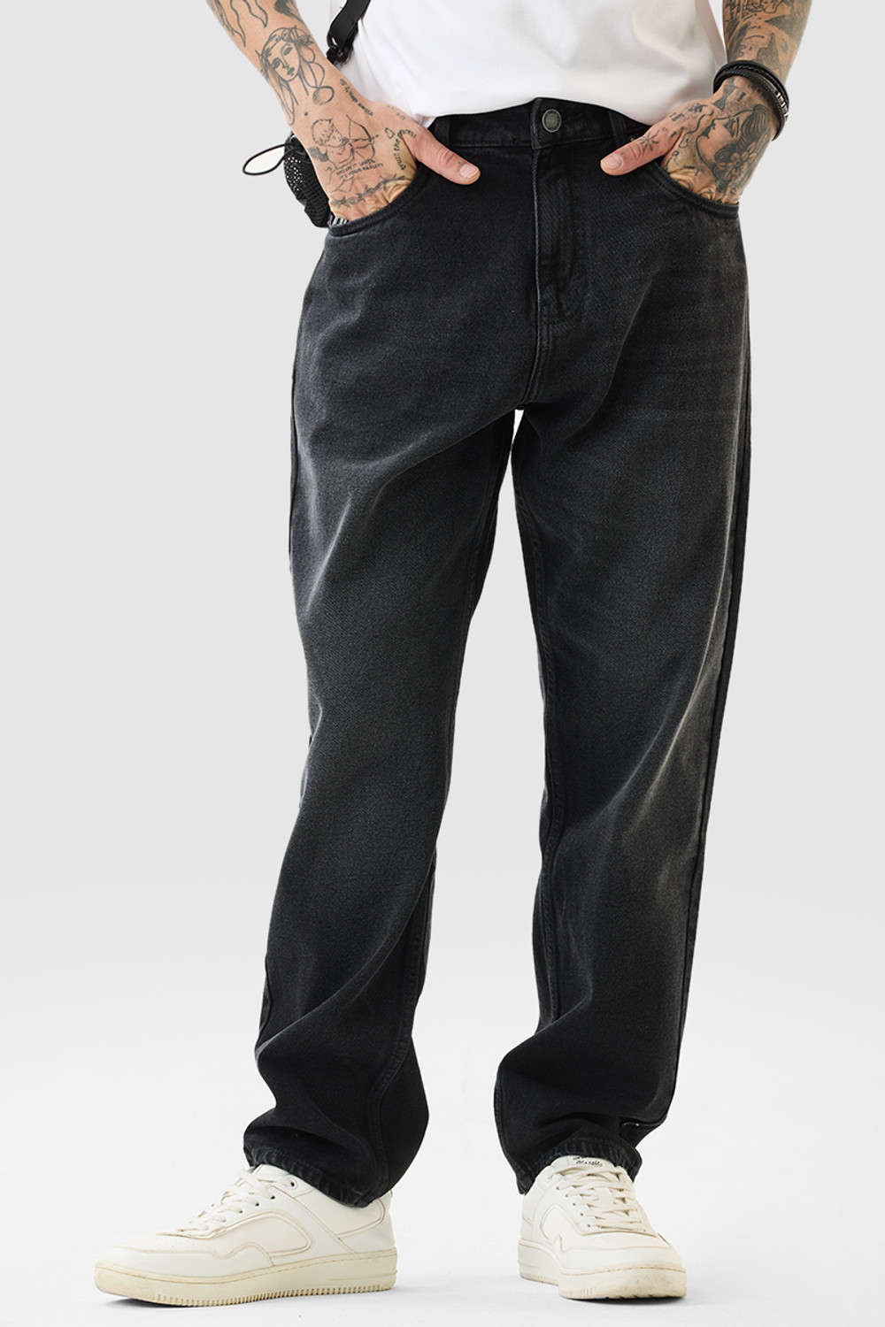 Image of Snitch Relaxed Fit Men Dark Grey Jeans