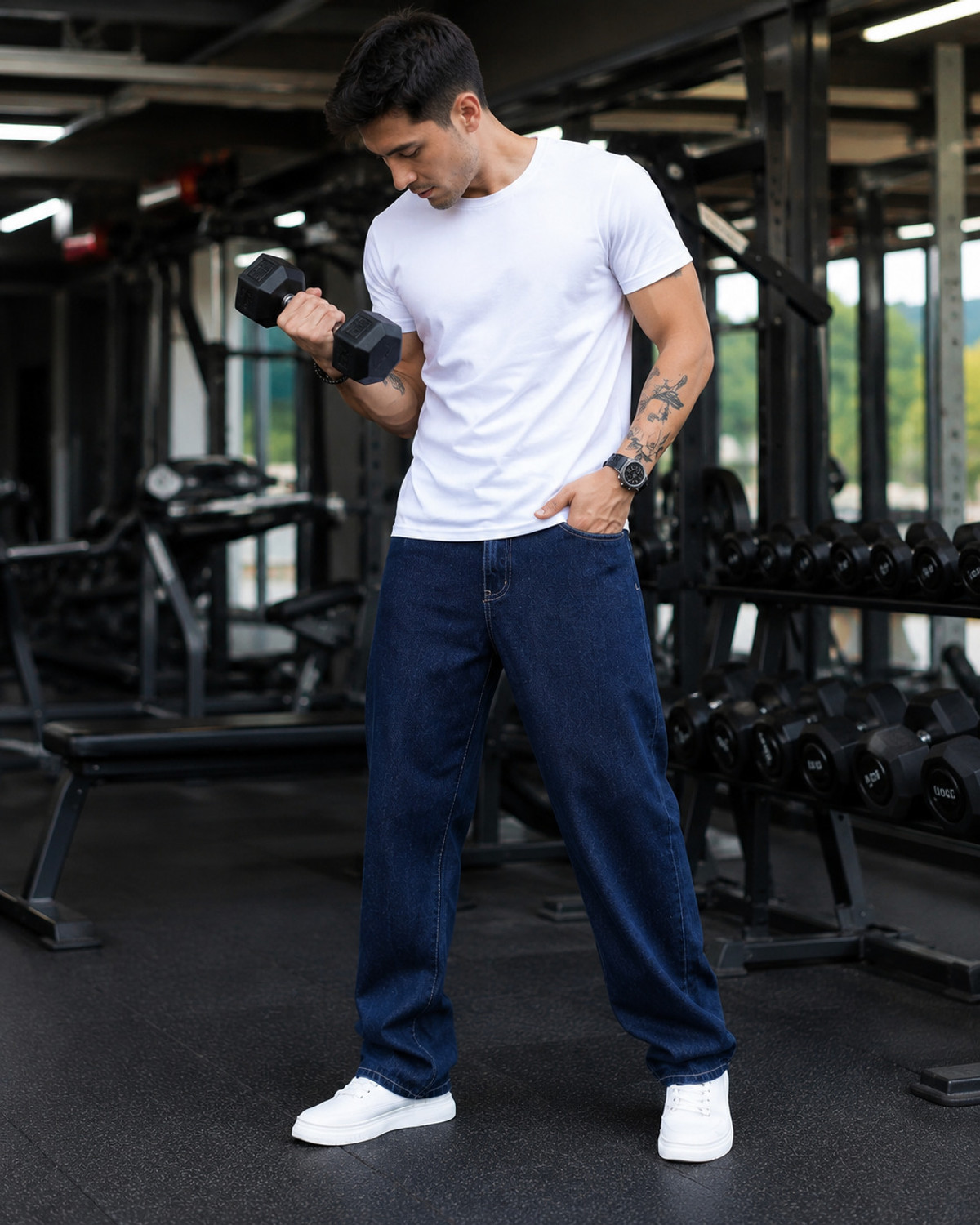 Image of JAARA Loose Fit Men Dark Blue Jeans
