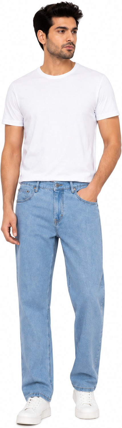 Image of KTKC Relaxed Fit Men Blue Jeans