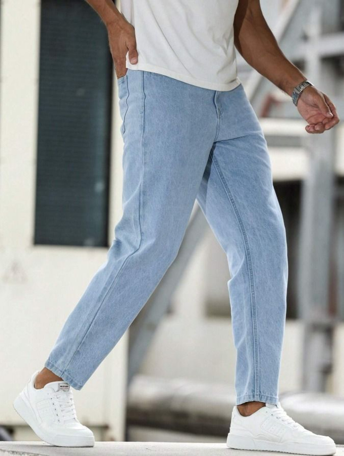 Image of Aamishfashion Slim Men Light Blue Jeans