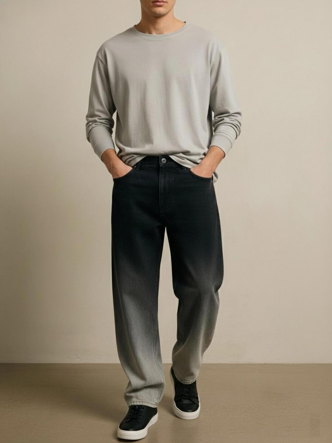 Image of Veltick Loose Fit Men Dark Grey Jeans