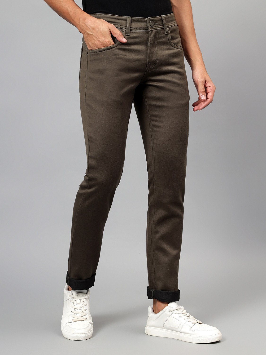Image of CANTABIL Regular Men Dark Green Jeans