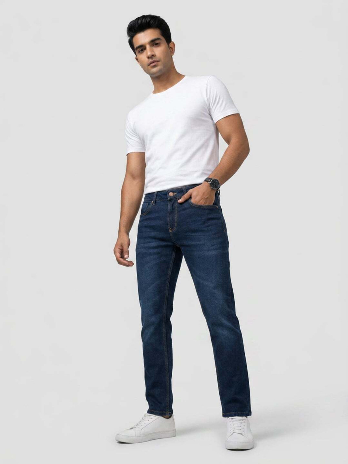 Image of Spykar Men Slim Low Rise Dark Blue Jeans