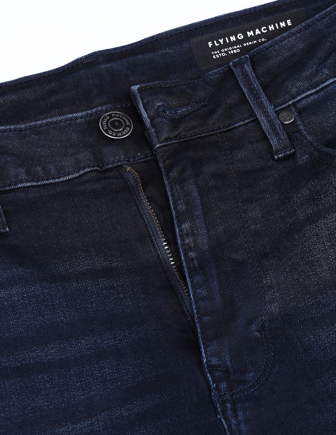 Image of FLYING MACHINE Men Tapered Fit Mid Rise Blue Jeans