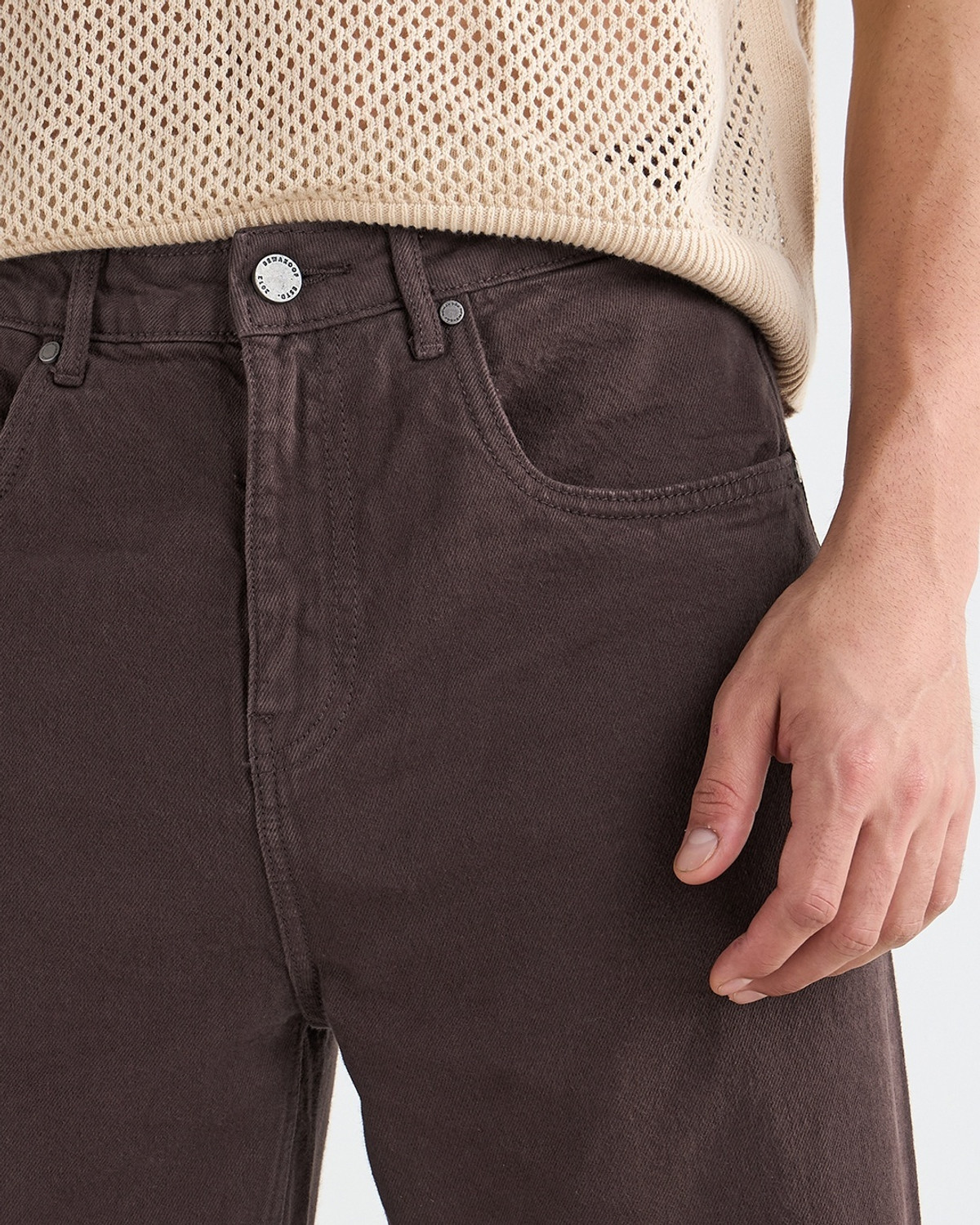 Image of BEWAKOOF Baggy Loose Fit Men Brown Jeans