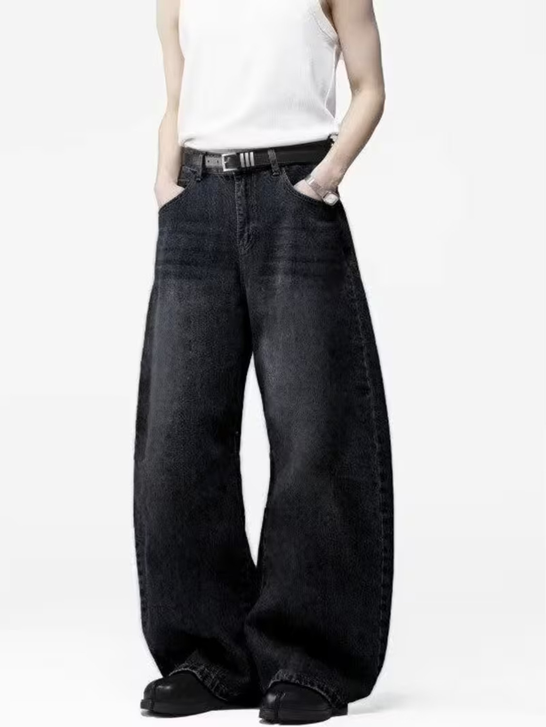 Image of sky collection Wide Leg Men Black Jeans