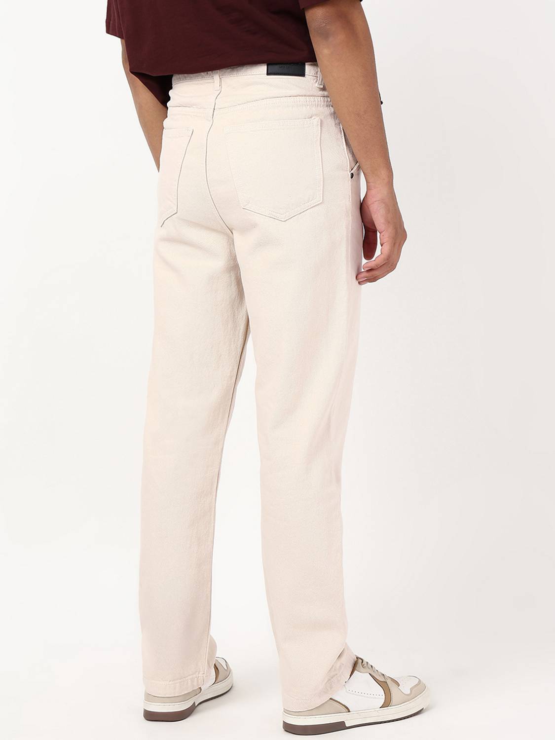 BEWAKOOF Men Straight Fit High Rise Beige Jeans - Image 2