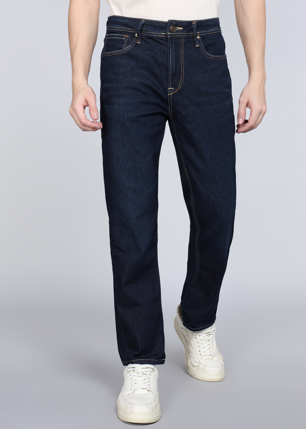 Image of KILLER Men Slim Mid Rise Dark Blue Jeans