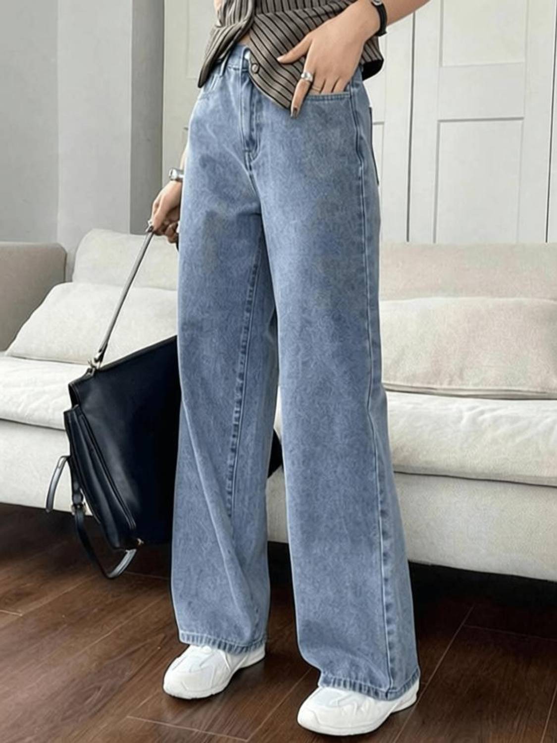 AAV2 Wide Leg Women Light Blue Jeans