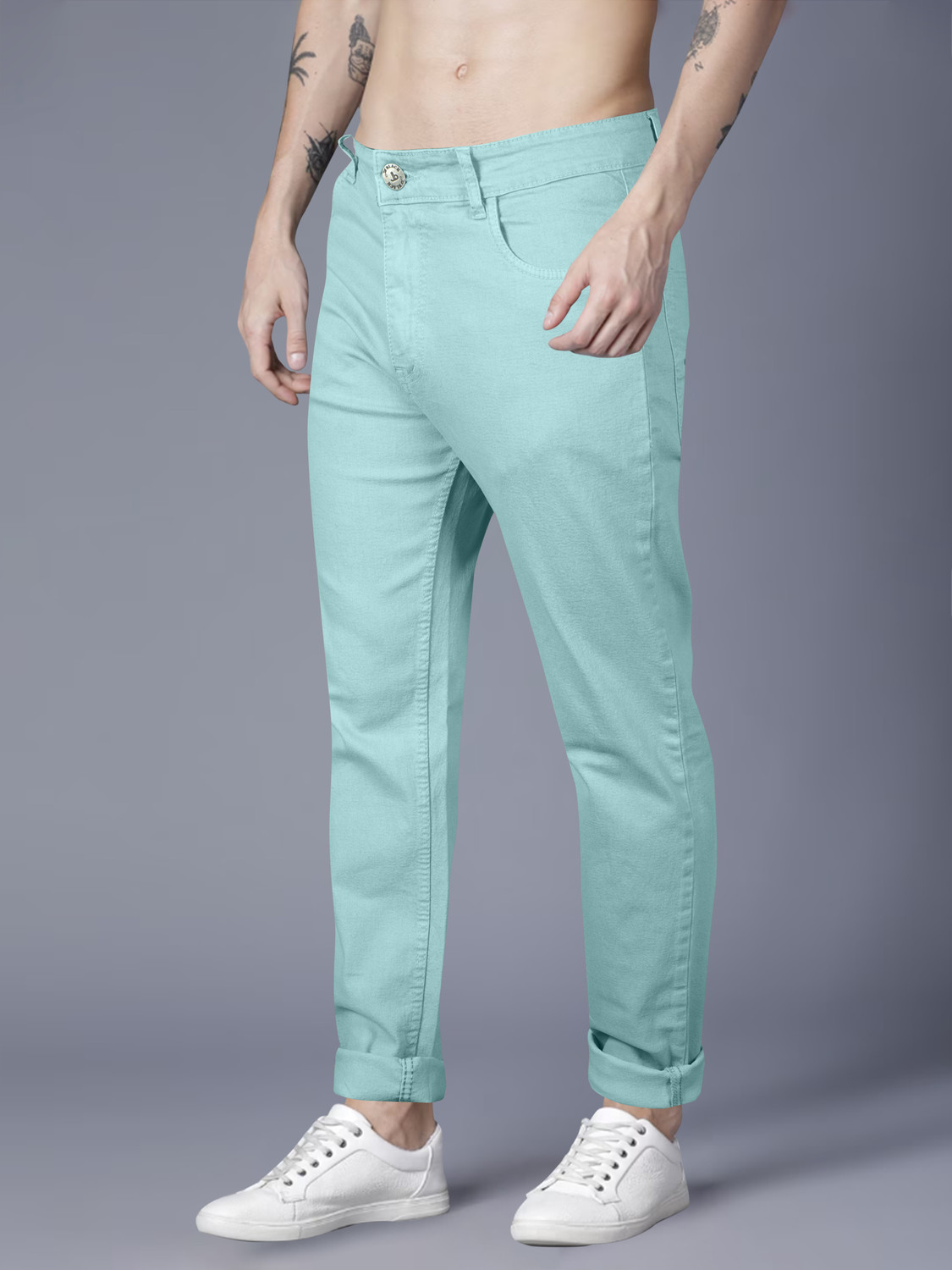 Image of JUST BLACK Regular Men Light Green Jeans