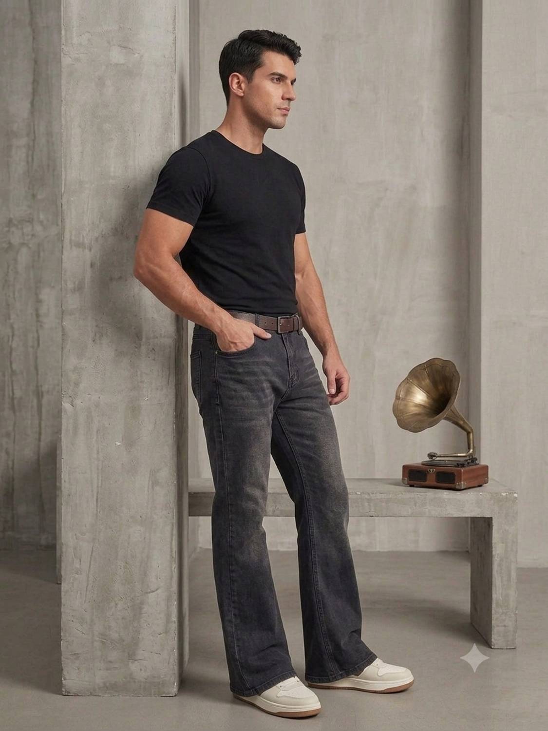 APJ Flared Men Dark Grey Jeans - Image 3