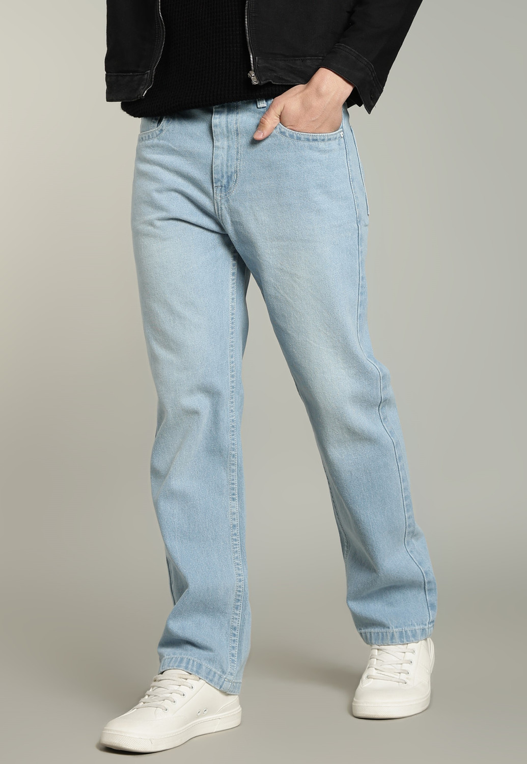 Image of Color Hunt Straight Fit Men Light Blue Jeans