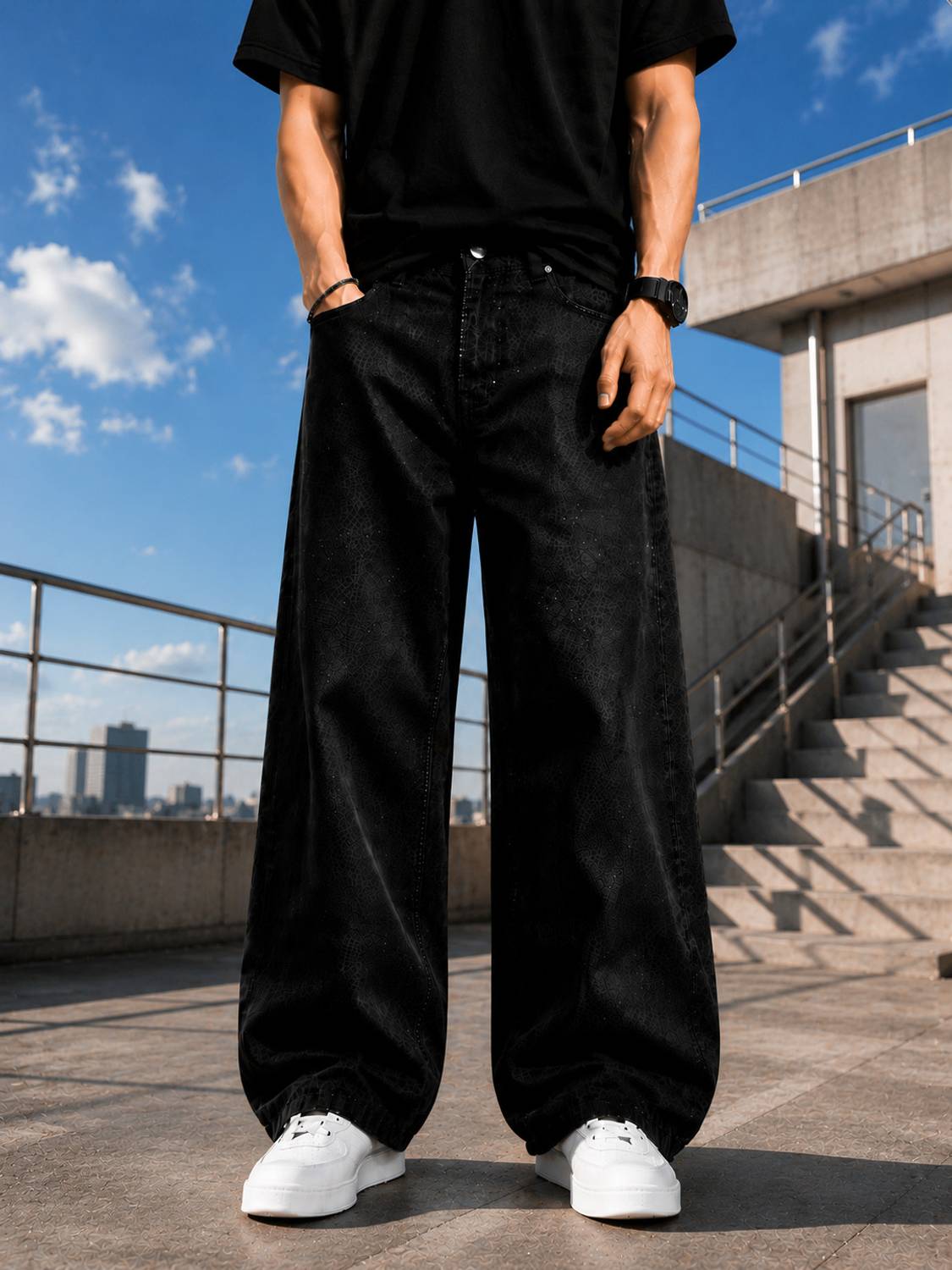 AzureAttire Straight Fit Men Black Jeans