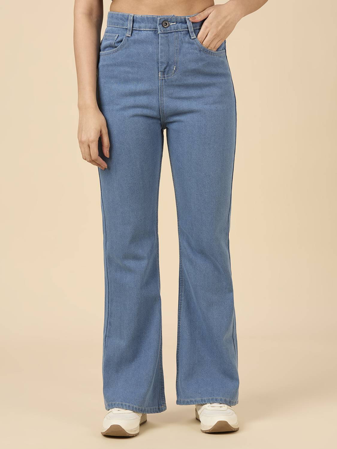 3BUTTERFLIES Boot-Leg Women Blue Jeans