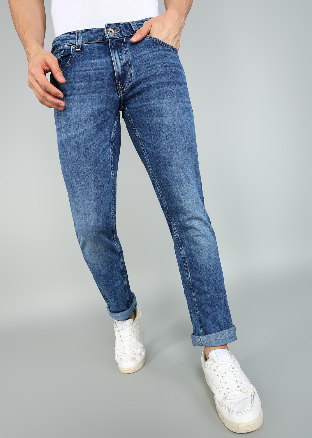 Image of Spykar Regular Men Blue Jeans