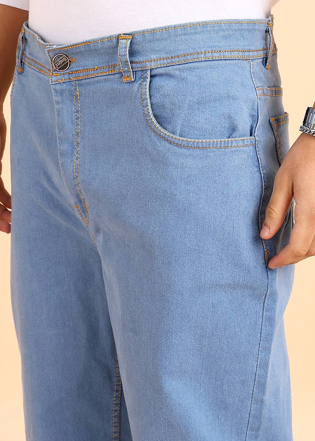 MONTREZ Straight Fit Men Light Blue Jeans - Image 4
