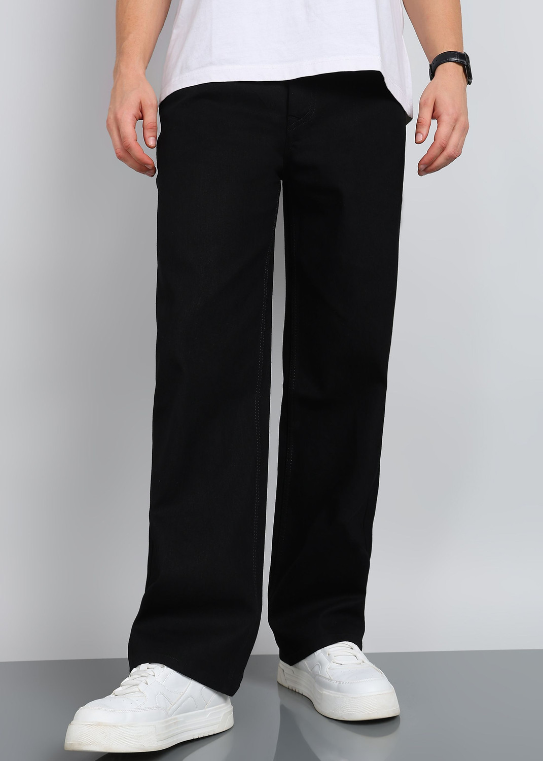 Image of JAAR FASHION Loose Fit Men Black Jeans