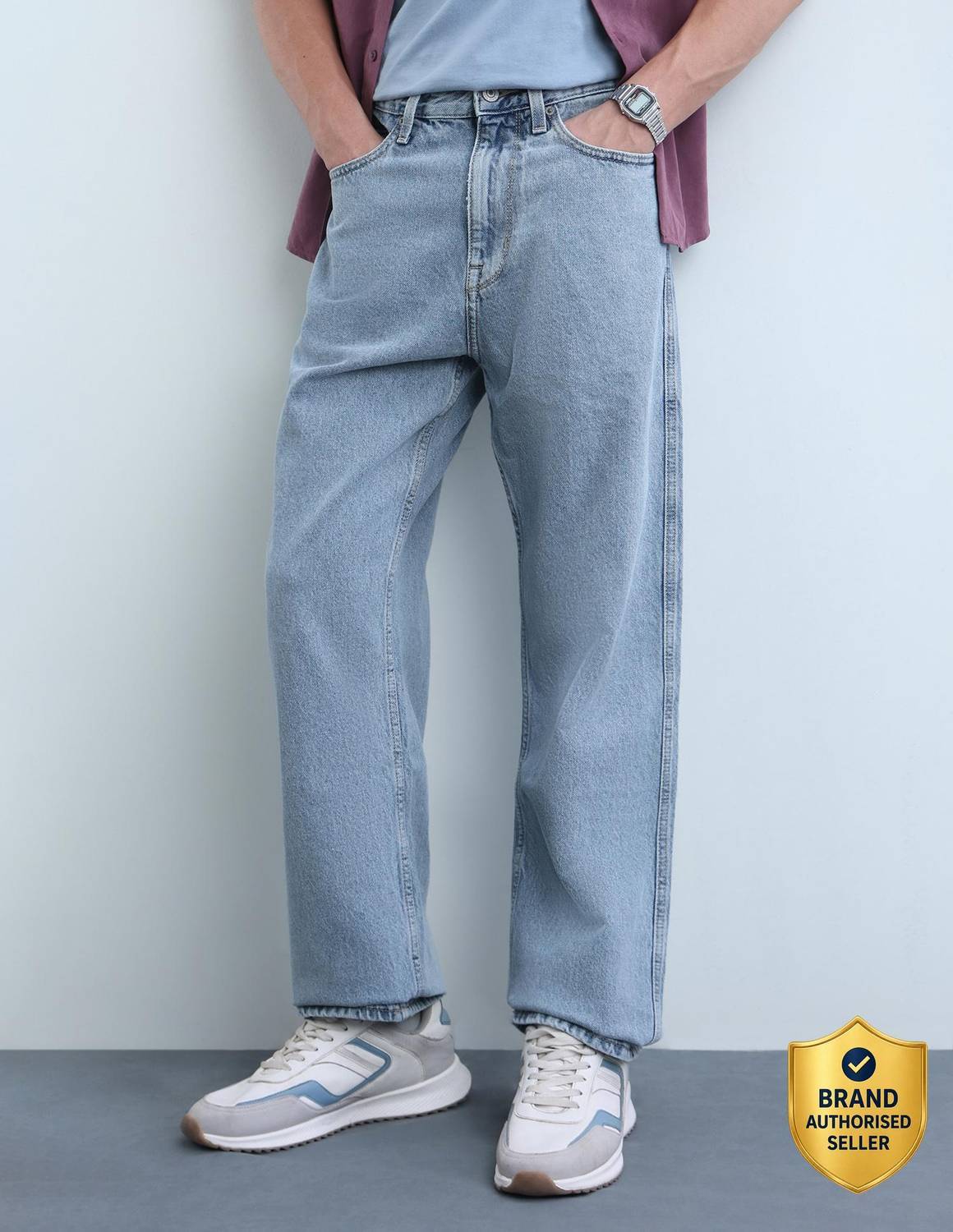 FLYING MACHINE Loose Fit Blue Jeans - Image 1