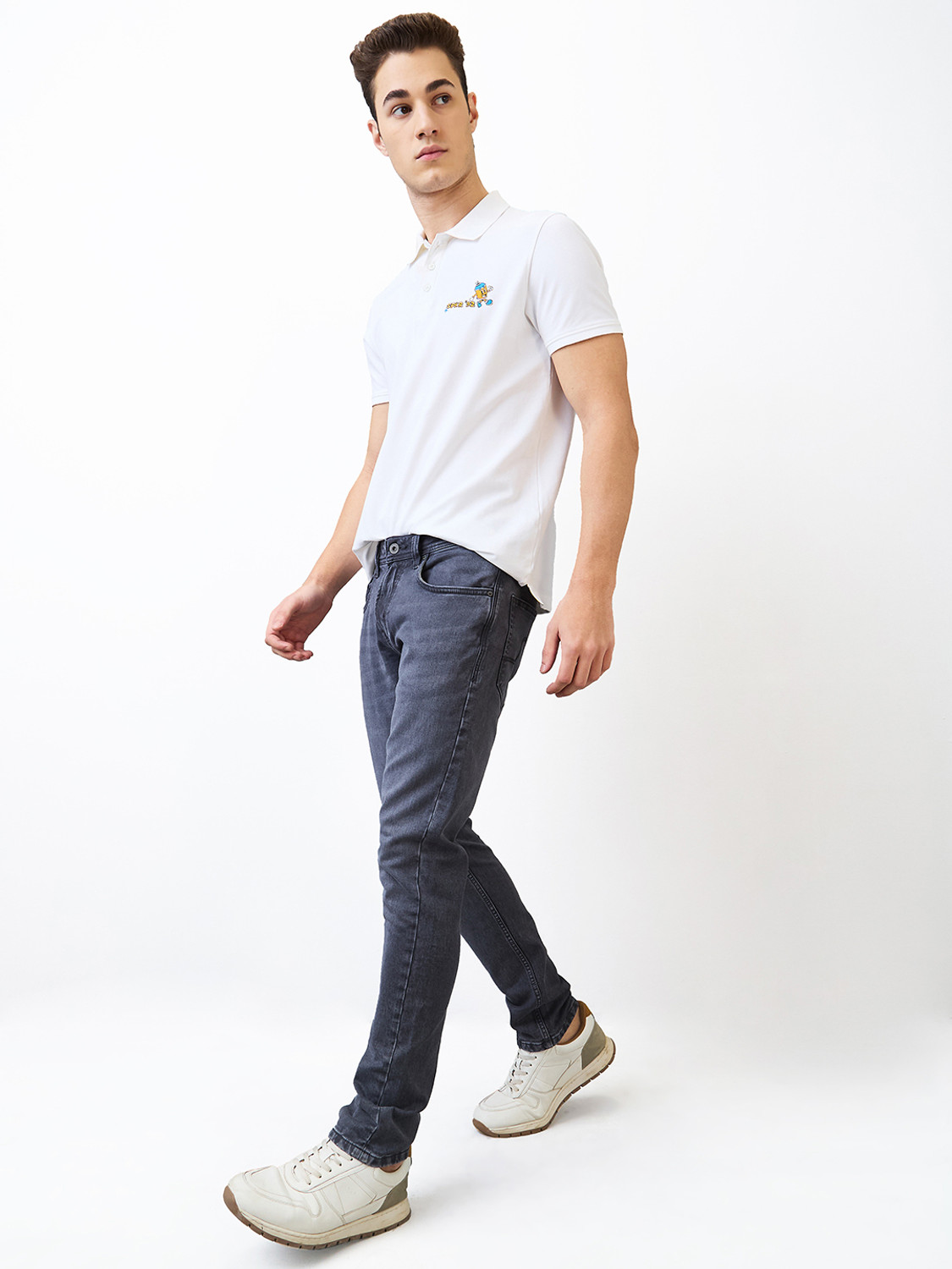 Image of Spykar Men Slim Low Rise Grey Jeans