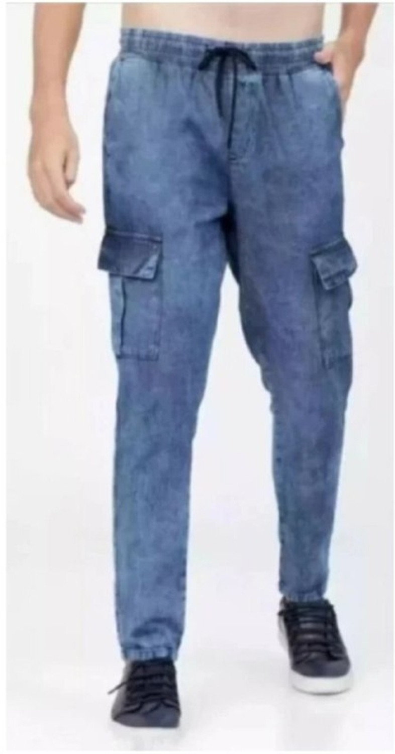 Image of Emmy Word Jogger Fit Men Blue Jeans