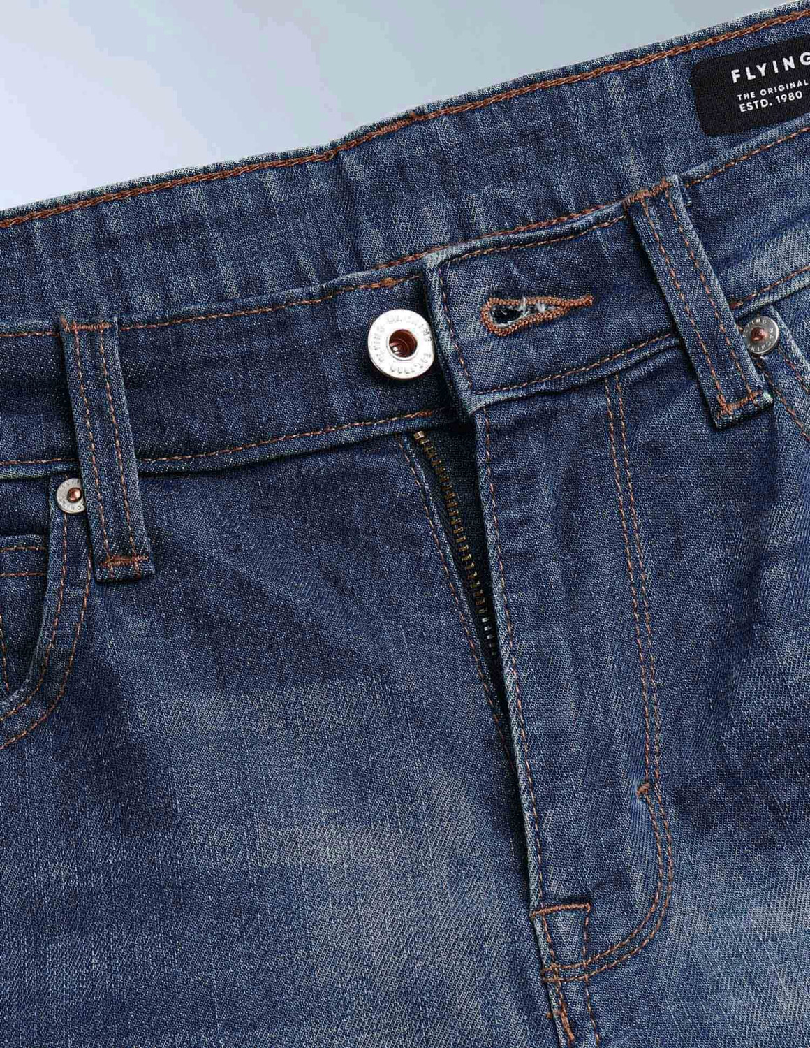 Image of FLYING MACHINE Tapered Fit Men Blue Jeans