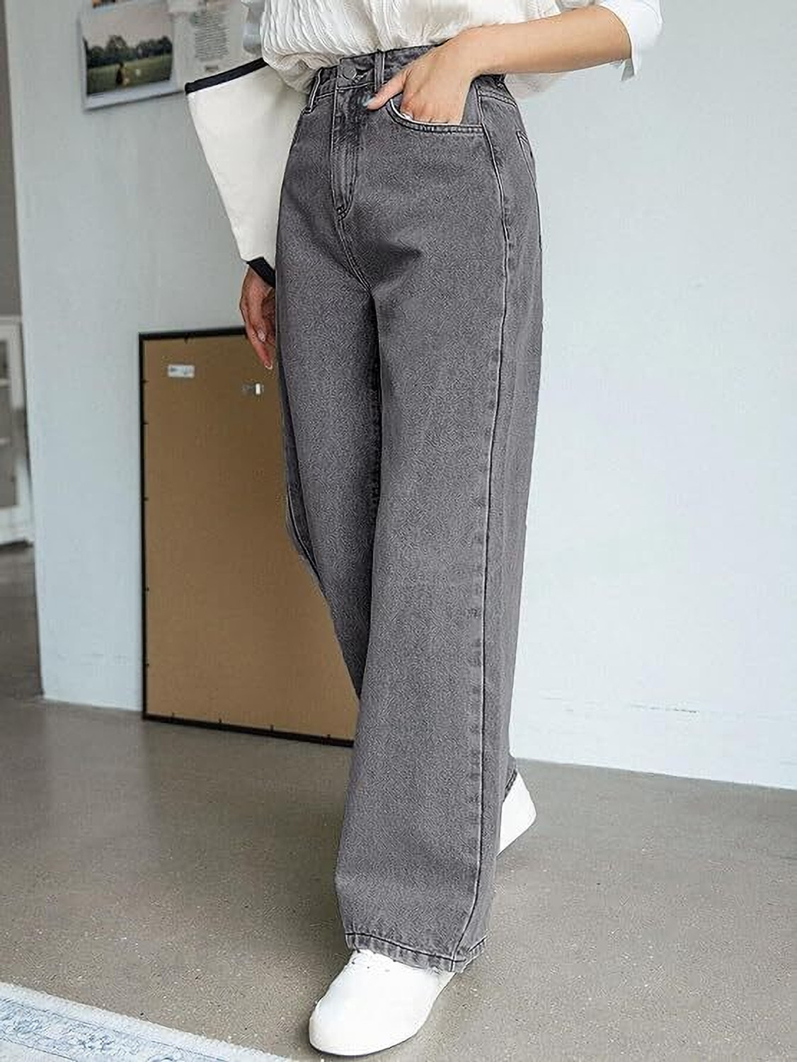 Image of VK Fashion Straight Fit Women Grey Jeans