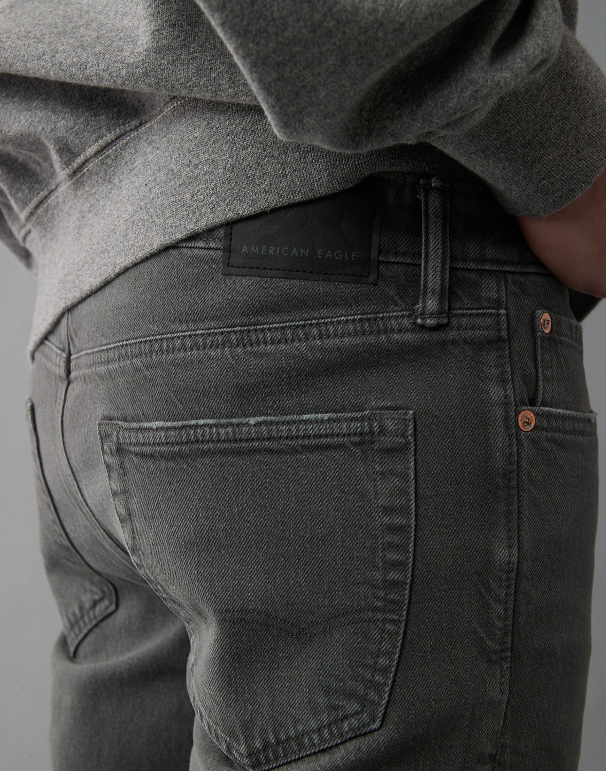 Image of American Eagle Straight Fit Men Grey Jeans