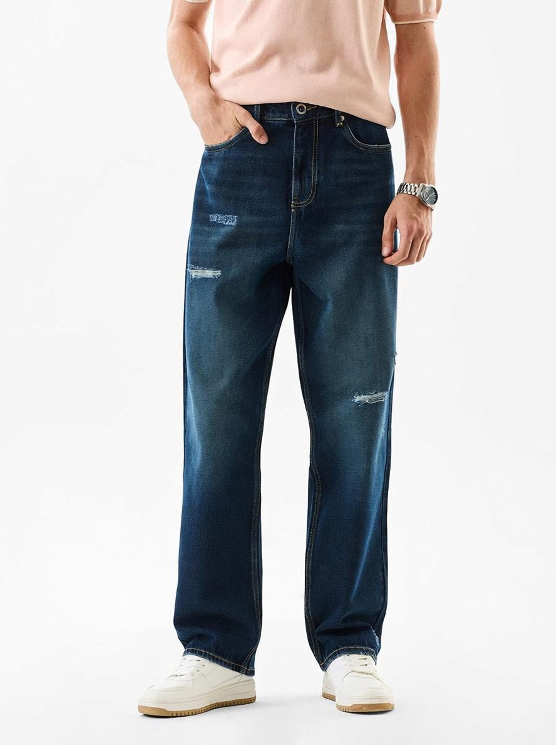 Image of Snitch Loose Fit Men Blue Jeans