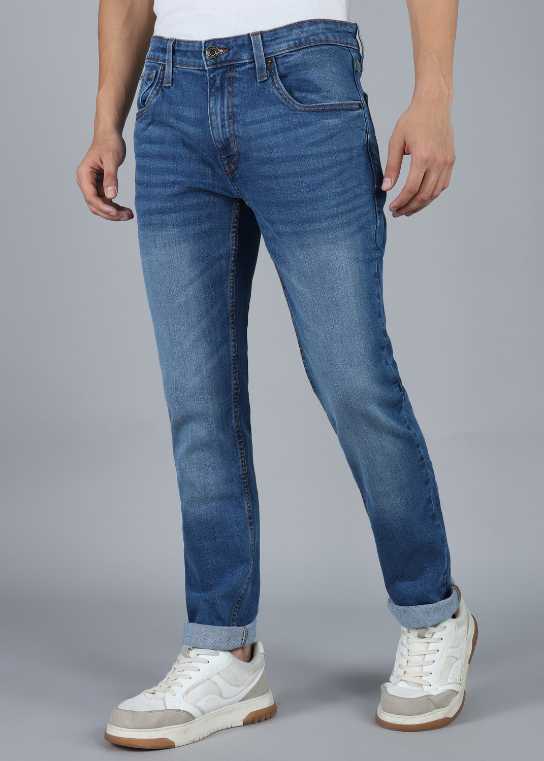 Image of U.S. Polo Assn. Denim Co. Men Tapered Fit Mid Rise Blue Jeans