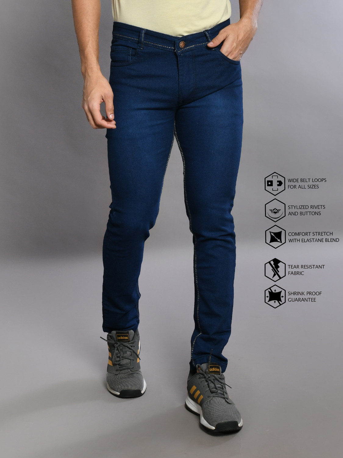 Image of Lzard Slim Men Dark Blue Jeans