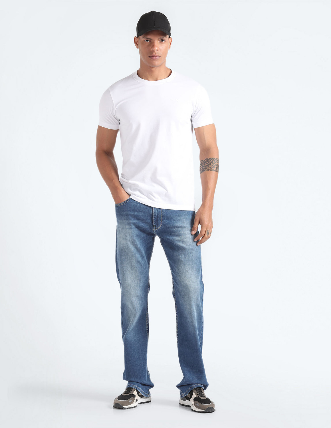 Image of FLYING MACHINE Boot-Leg Men Blue Jeans