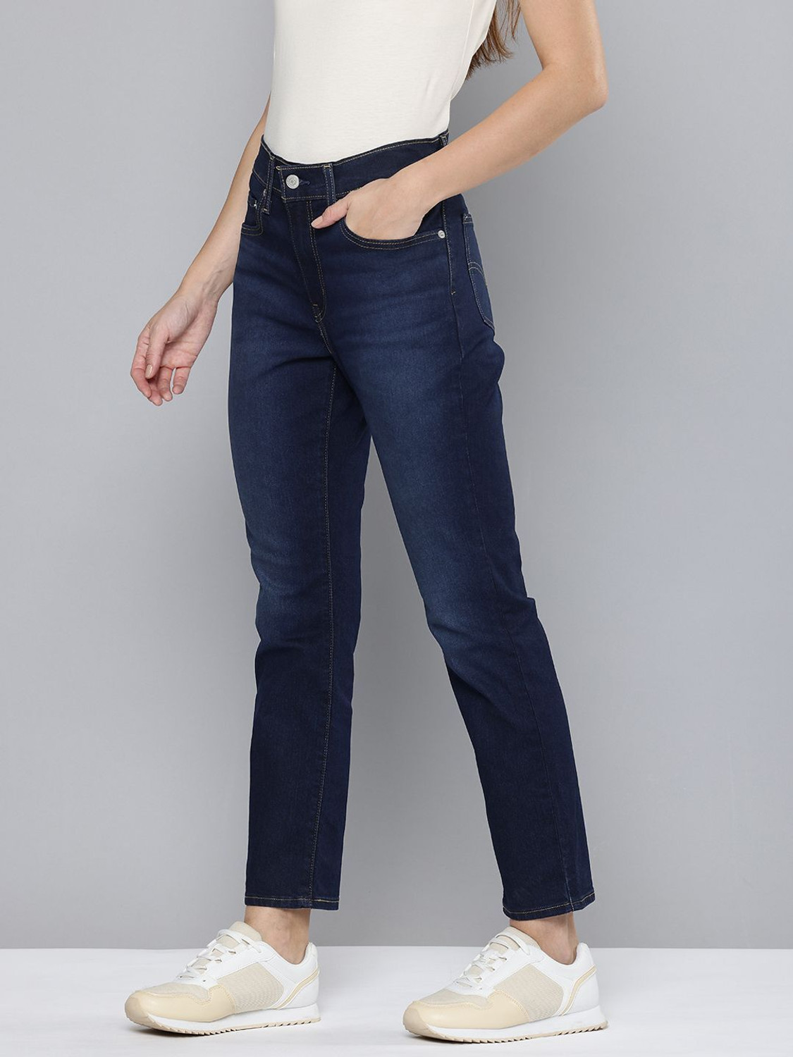 Image of LEVI'S 724 Women Straight Fit High Rise Blue Jeans
