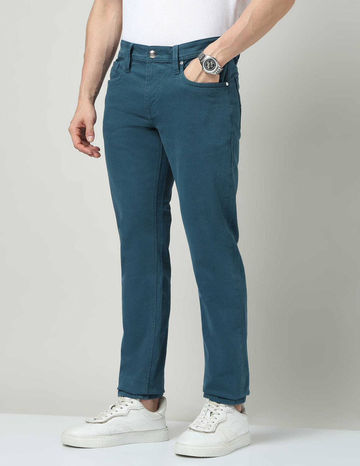 Image of AD by Arvind Slim Men Blue Jeans