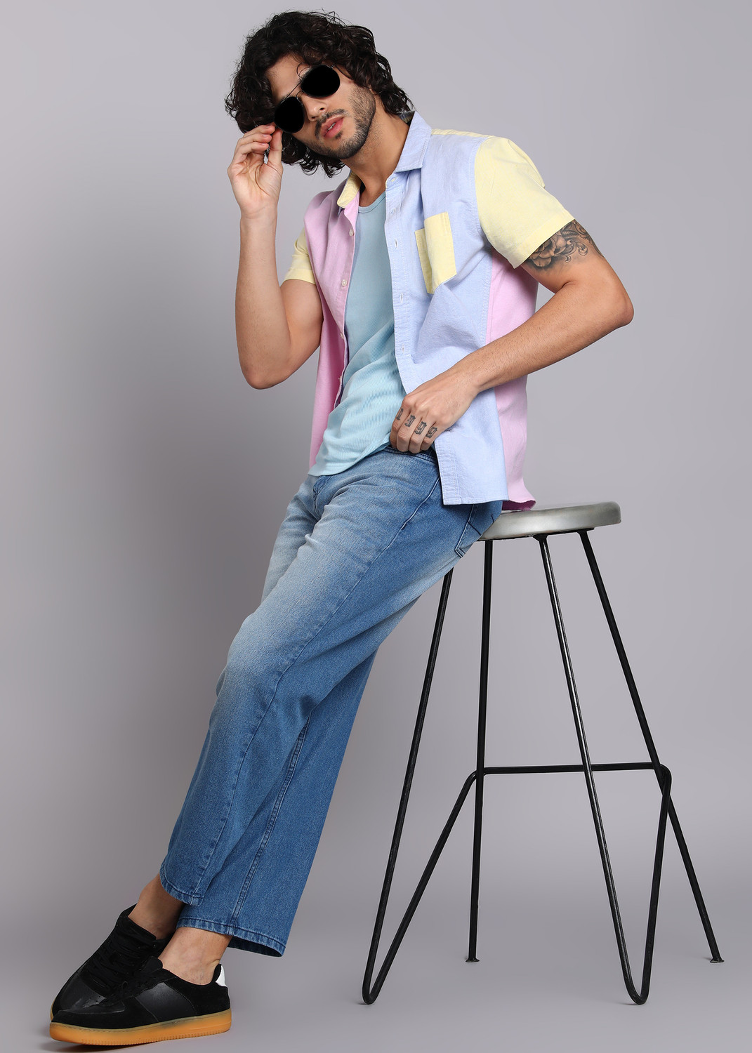 Image of WROGN Loose Fit Men Blue Jeans