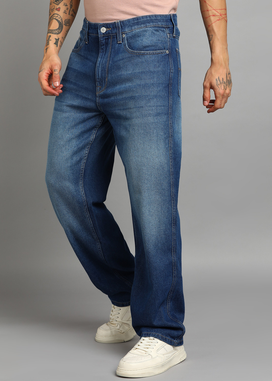 Image of FLYING MACHINE Relaxed Fit Men Blue Jeans