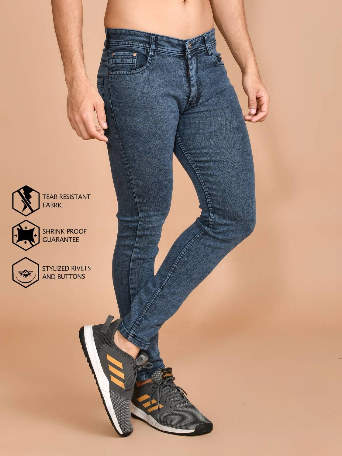 Lzard Men Regular Mid Rise Grey Jeans