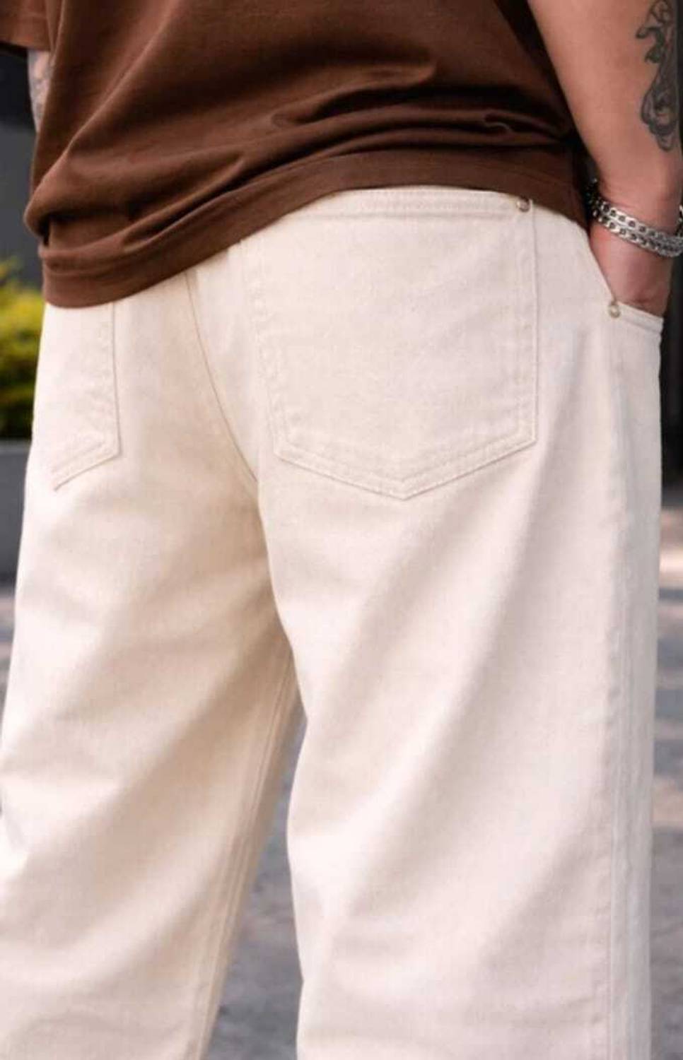 NAZDA Baggy Fit Men Beige Jeans - Image 3