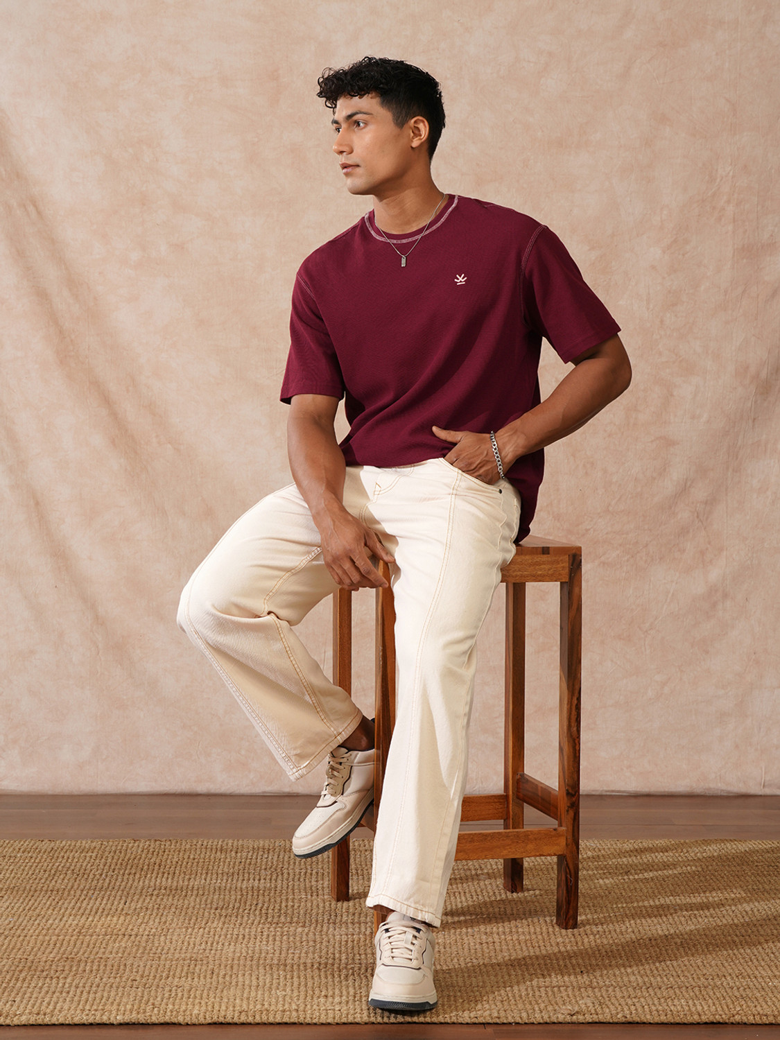 Image of WROGN Regular Men Beige Jeans