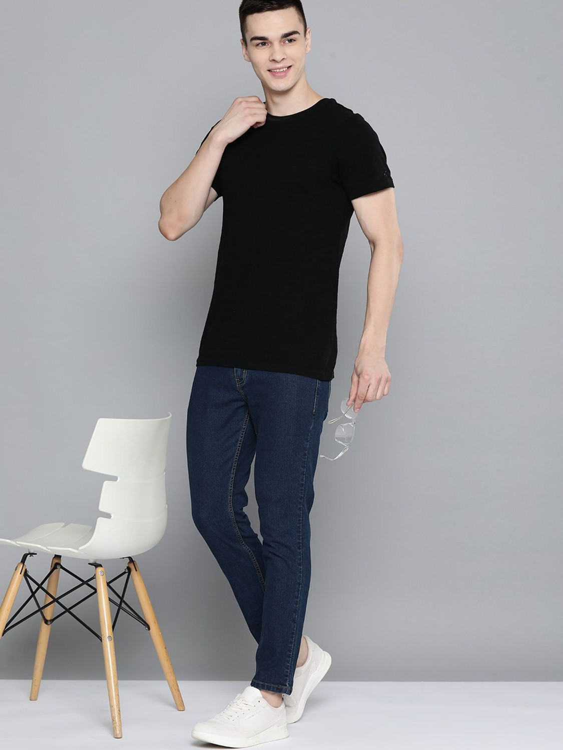 Image of Mast & Harbour Tapered Fit Men Dark Blue Jeans